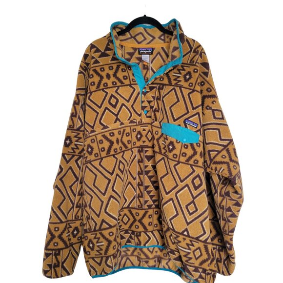 Patagonia Other - Patagonia Men's Synchilla Brown Aztec Fleece Snap Long Sleeve Pullover Size XXL